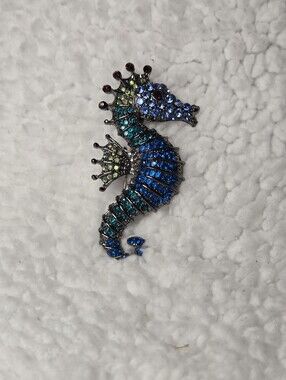 Blue & Teal Seahorse Abd Starfish Crystal Brooch Lot